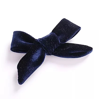 Navy Velvet Bow Clip