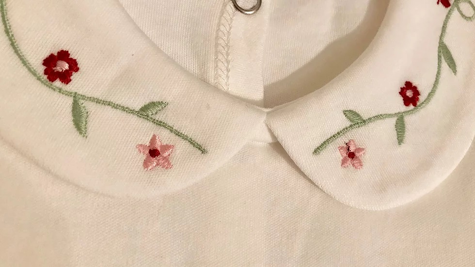 White Top with Floral Embroidered Collar - Image 2