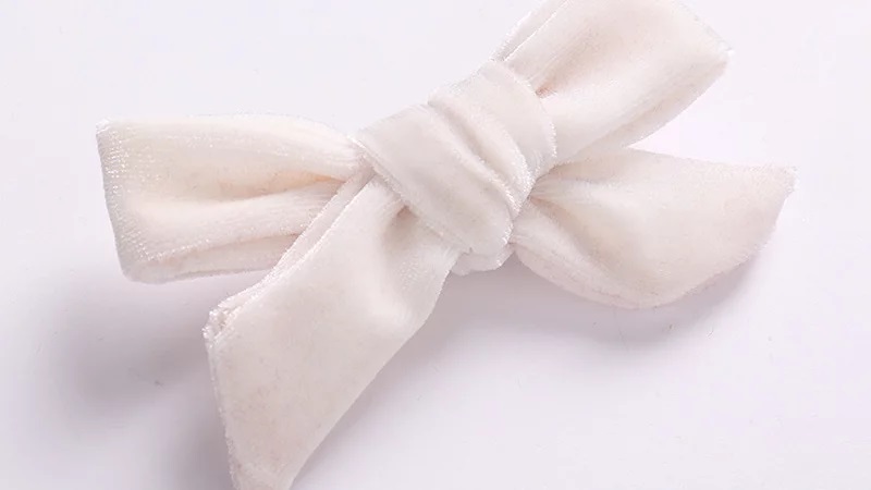 White Velvet Bow Clip
