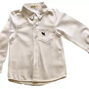 White Oxford Shirt with Blue Dog