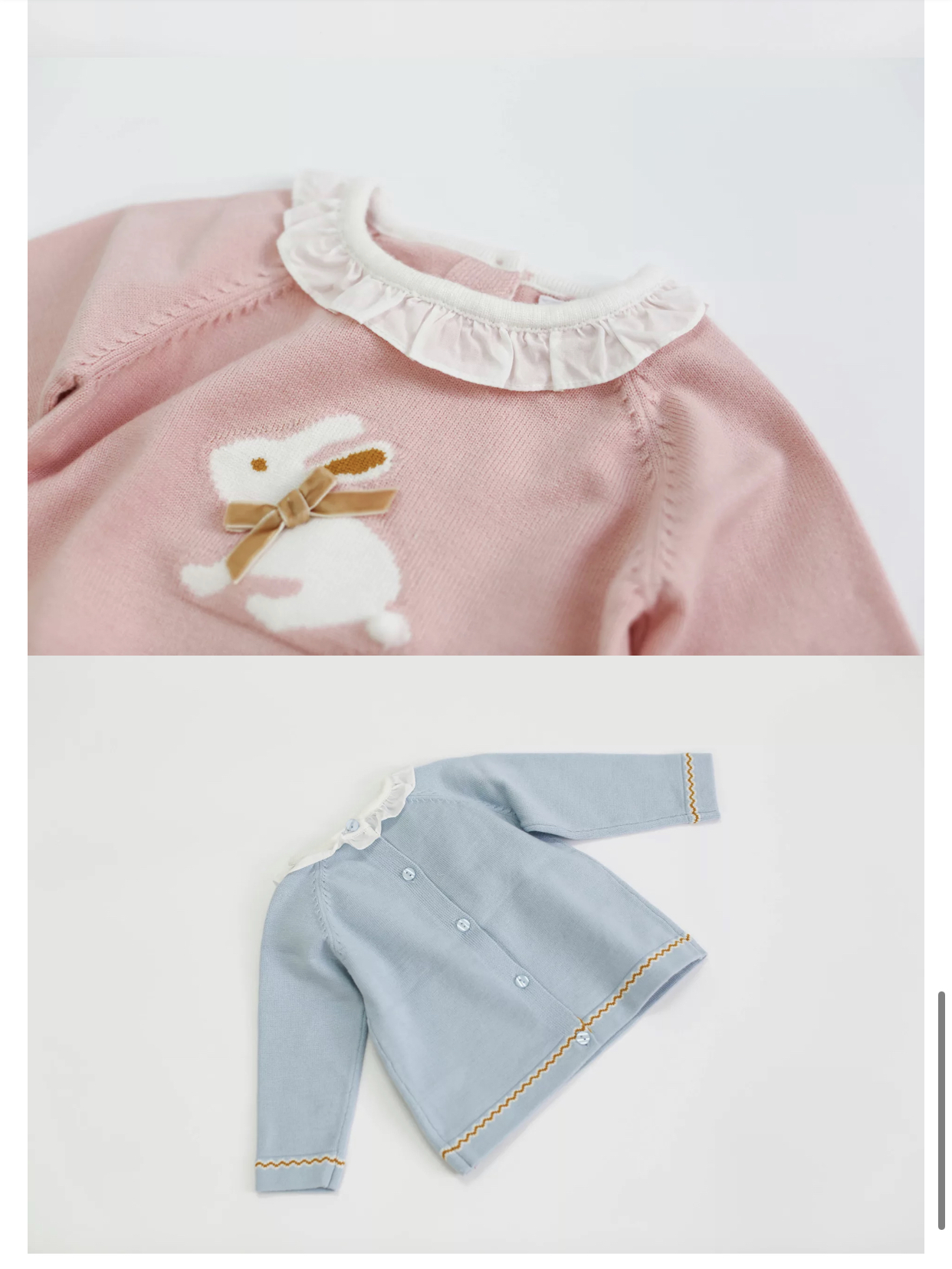 Rabbit Bunny Blue Jumper with Collar Cashmere Mix - Image 2