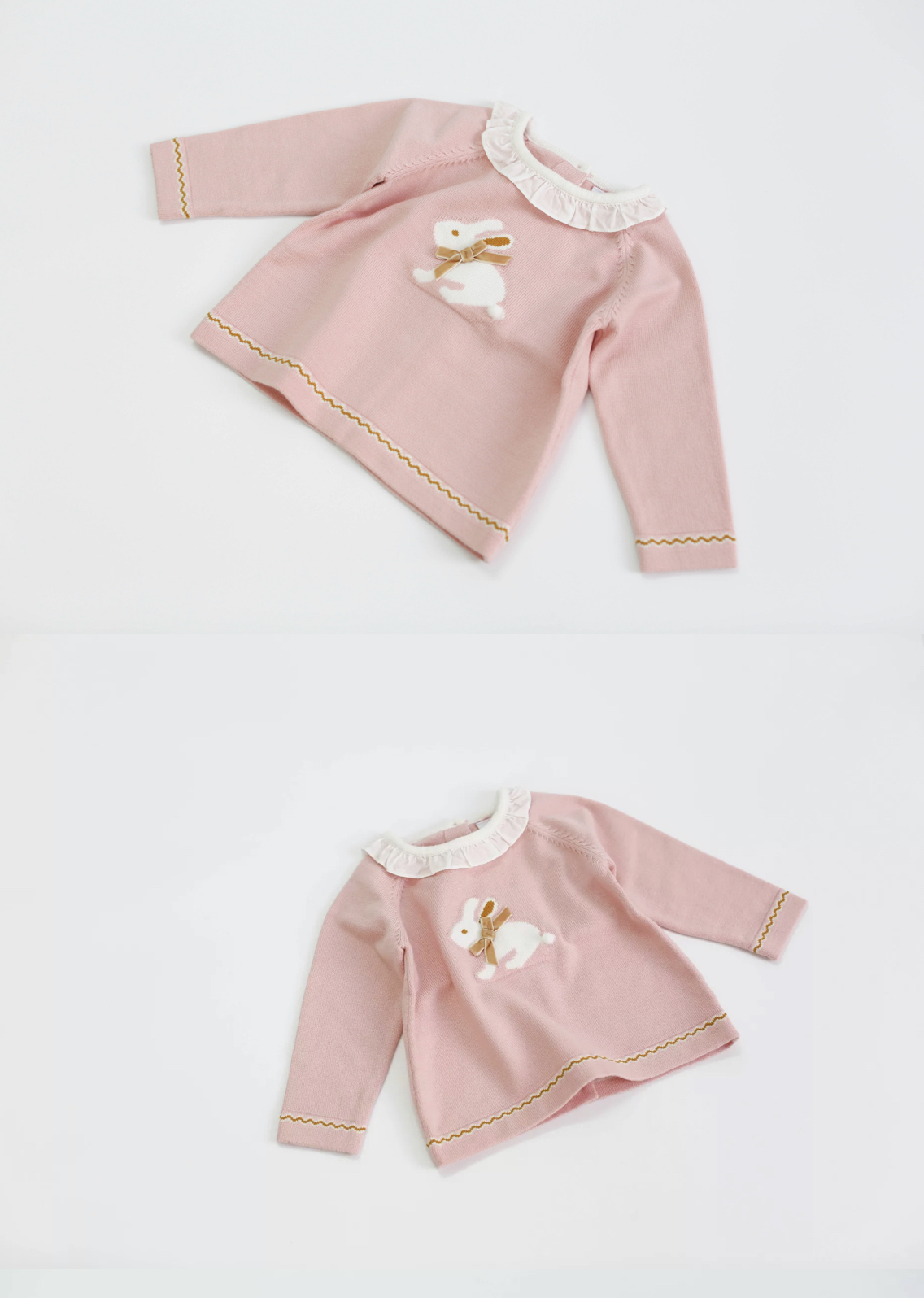 Rabbit Bunny Blue Jumper with Collar Cashmere Mix - Image 4