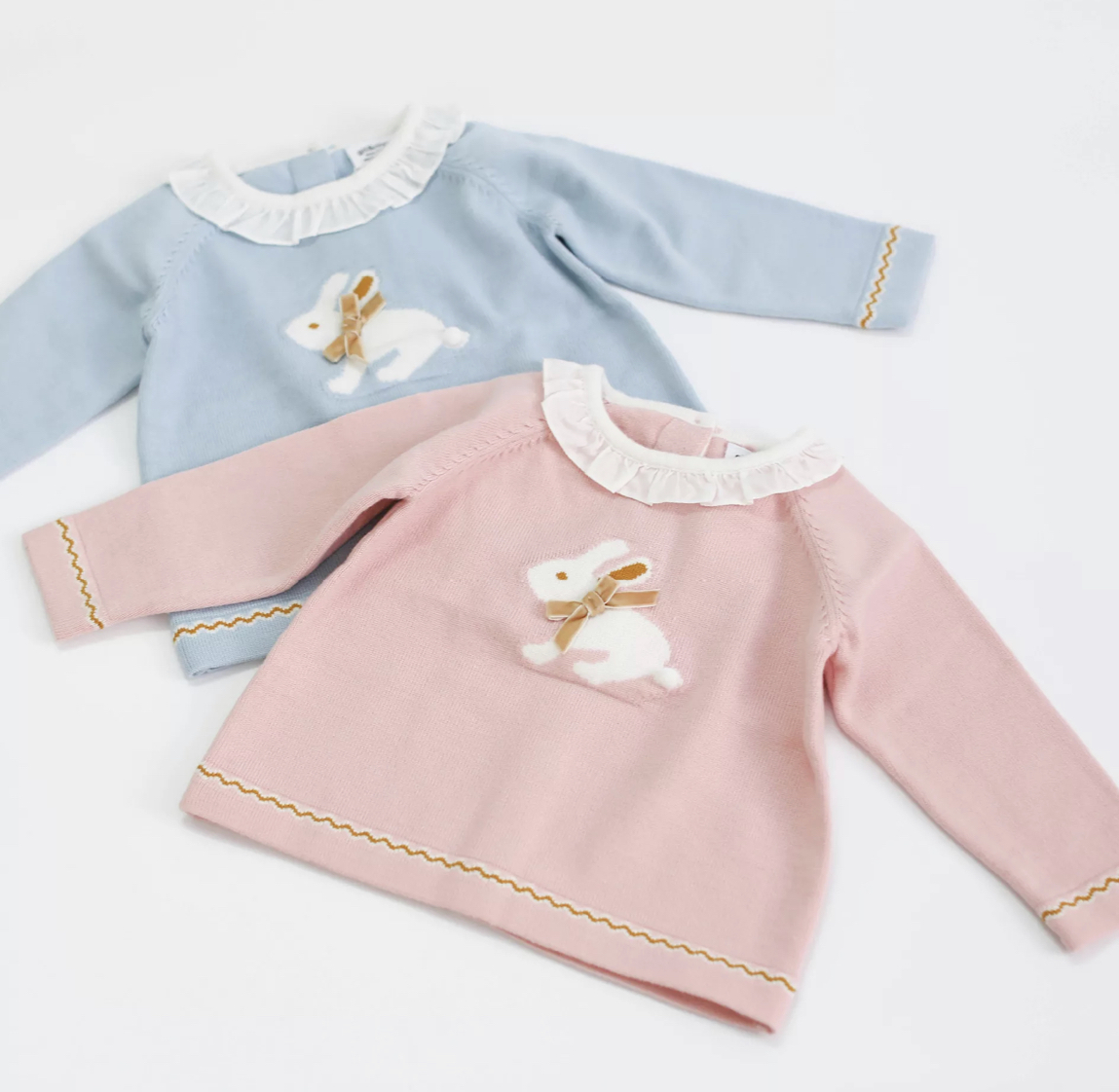Rabbit Bunny Blue Jumper with Collar Cashmere Mix - Image 3