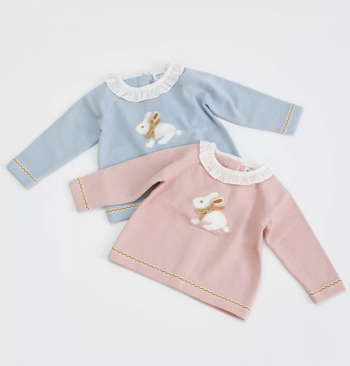 Rabbit Bunny Blue Jumper with Collar Cashmere Mix - Image 7