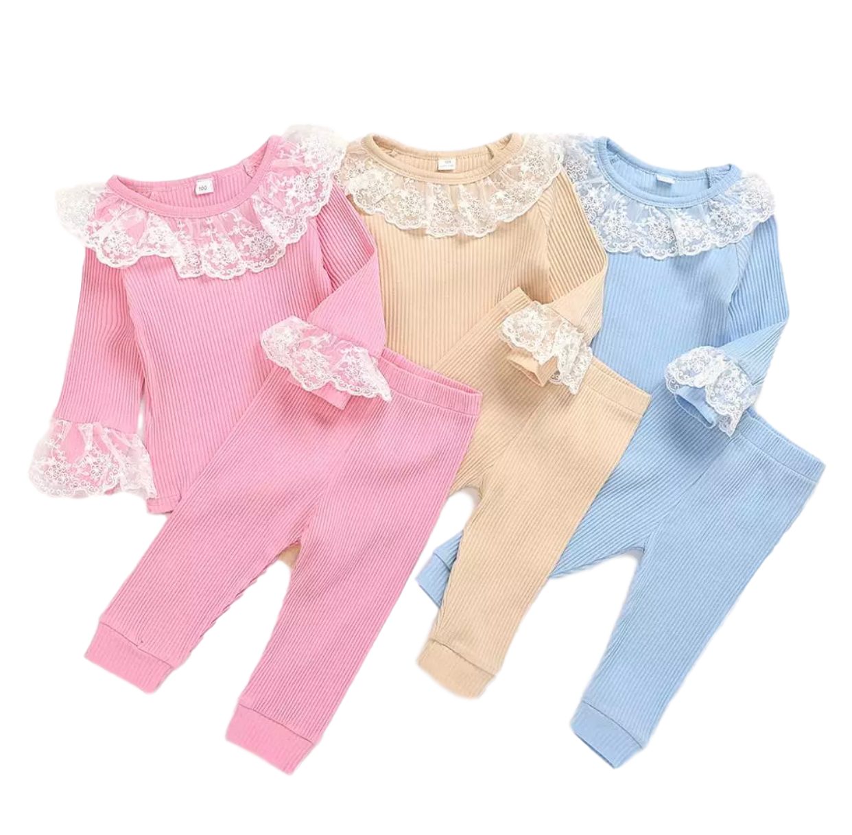Ribbed Loungewear with Lace Collar and Cuffs - Top Only - Image 6