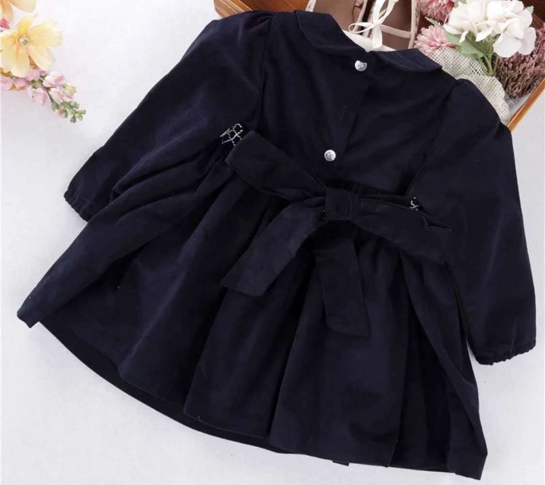 The Grace Smocked Dress in Navy - Image 4