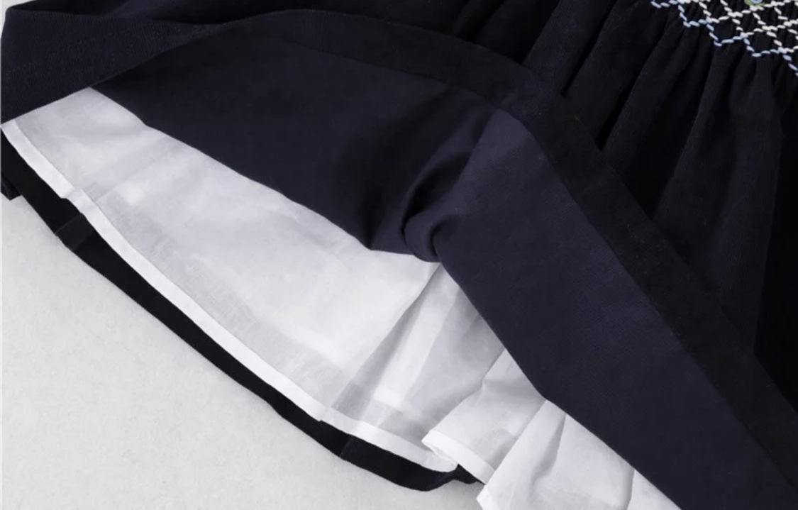 The Grace Smocked Dress in Navy - Image 5