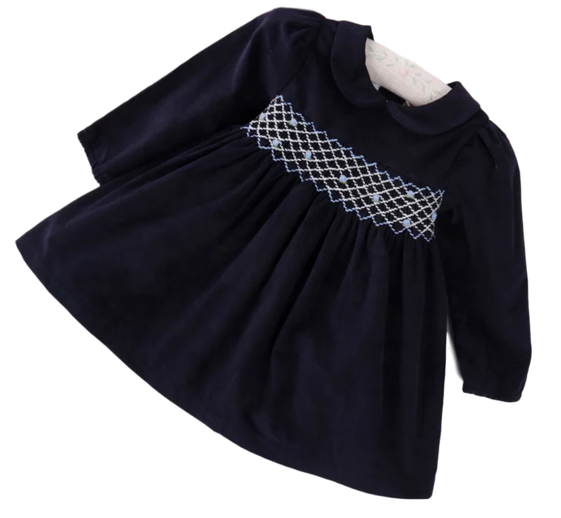 The Grace Smocked Dress in Navy