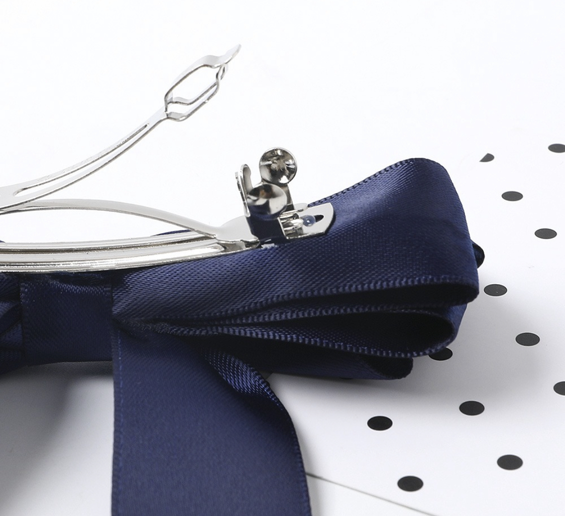 Large Navy Bow Clip - Image 2