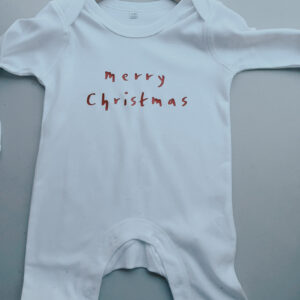 Merry Christmas Baby Romper in white