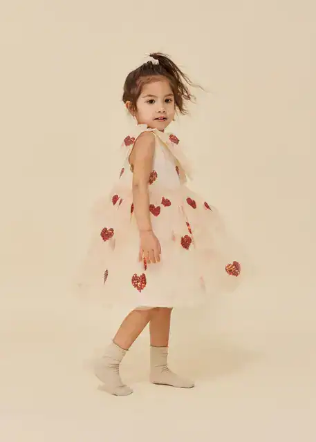 Gold Love Heart Tulle Party Dress - Image 2