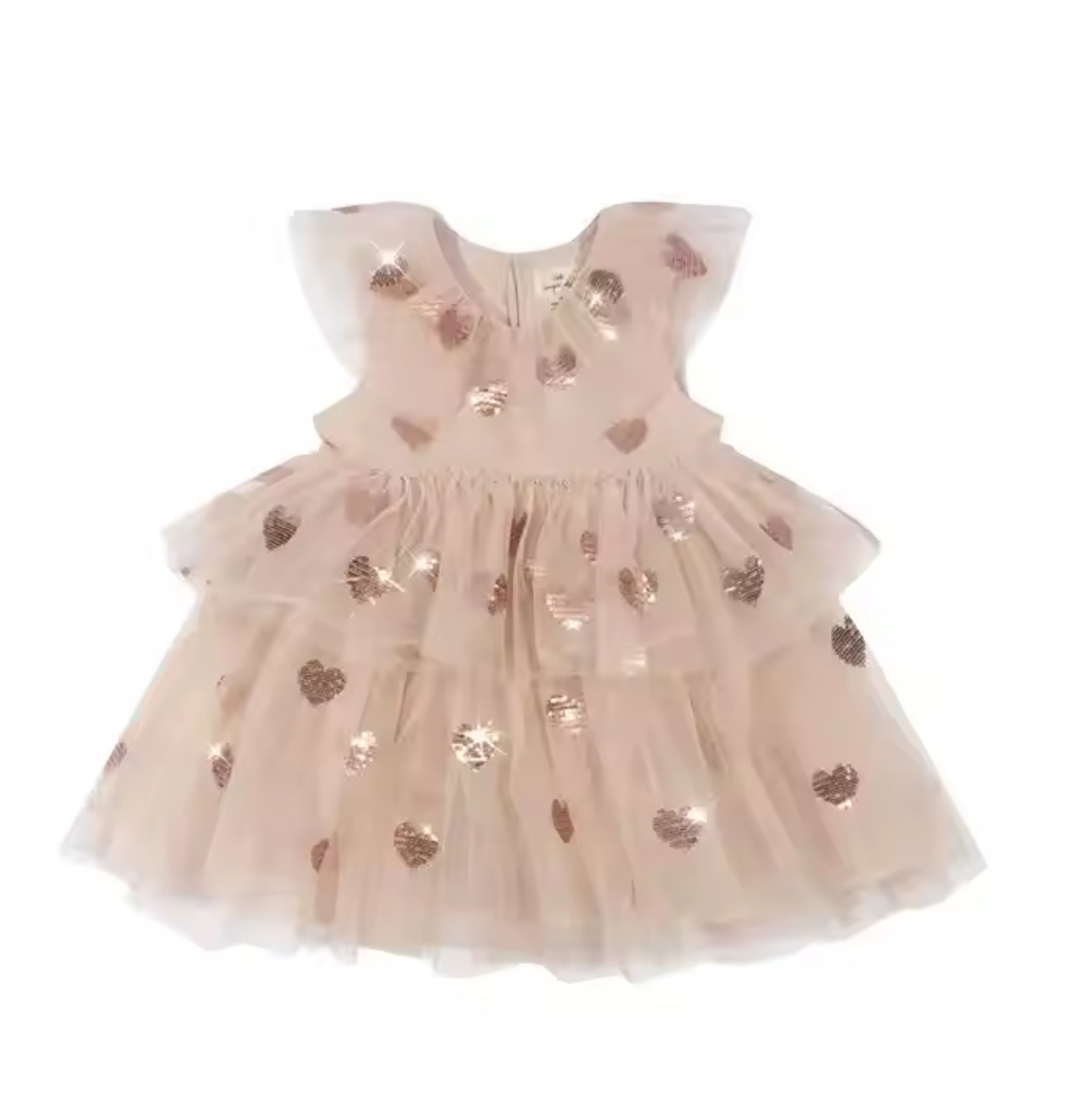 Gold Love Heart Tulle Party Dress - Image 5