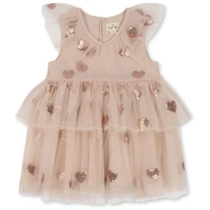 Gold Love Heart Tulle Party Dress