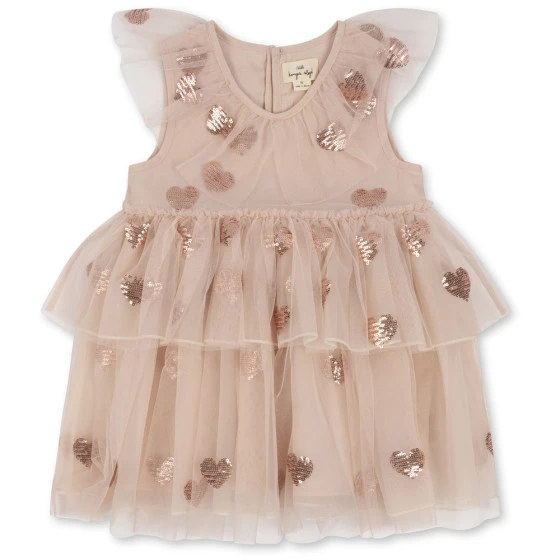 Gold Love Heart Tulle Party Dress
